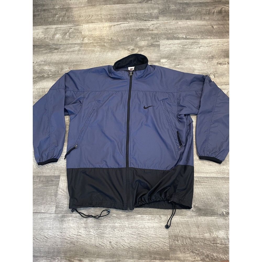 VTG Nike Windbreaker Jacket‎ Mens M Full Zip Navy Blue Swoosh Y2K Colorblock